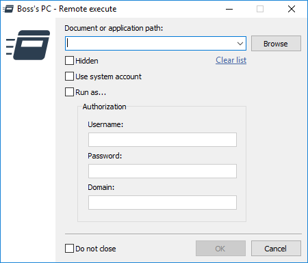 Remote execute window